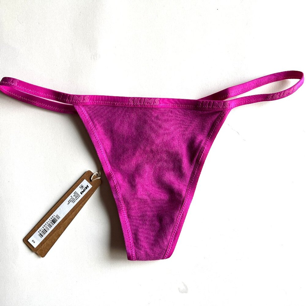 Skims Cotton Logo String Thong Lollipop Medium NWT